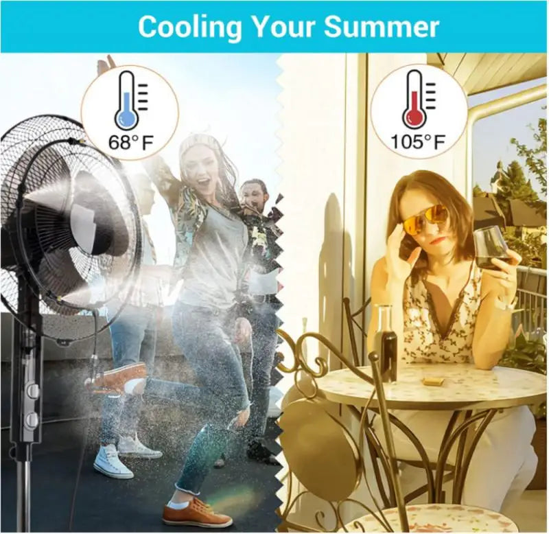 Black Outdoor Misting Fan Cooler Water Cooling Portable Patio Mist Garden 8m Kit Water Mister Fans outdoor (not include fan)