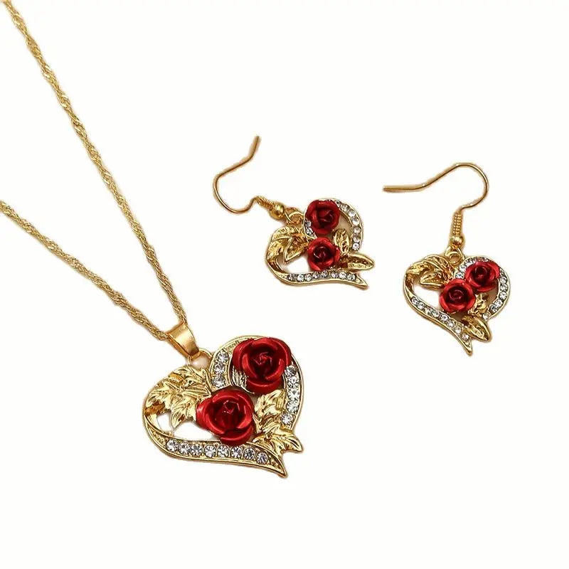 Obega Creative Love Rose Heart Pendant Necklace For Women Exquisite Zircon Forever Necklace Romantic Valentine's Day Jewelry