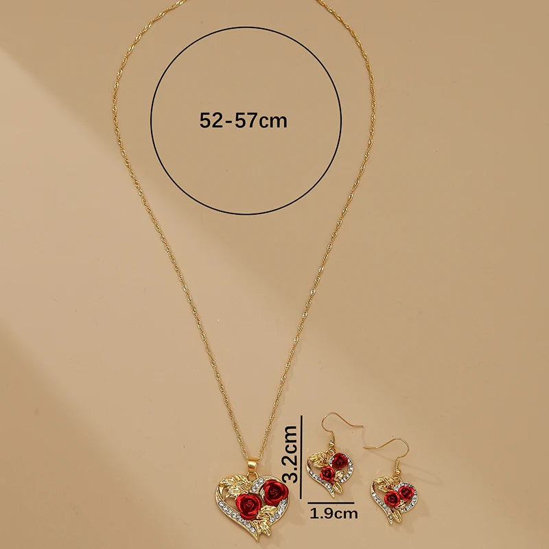 Obega Creative Love Rose Heart Pendant Necklace For Women Exquisite Zircon Forever Necklace Romantic Valentine's Day Jewelry