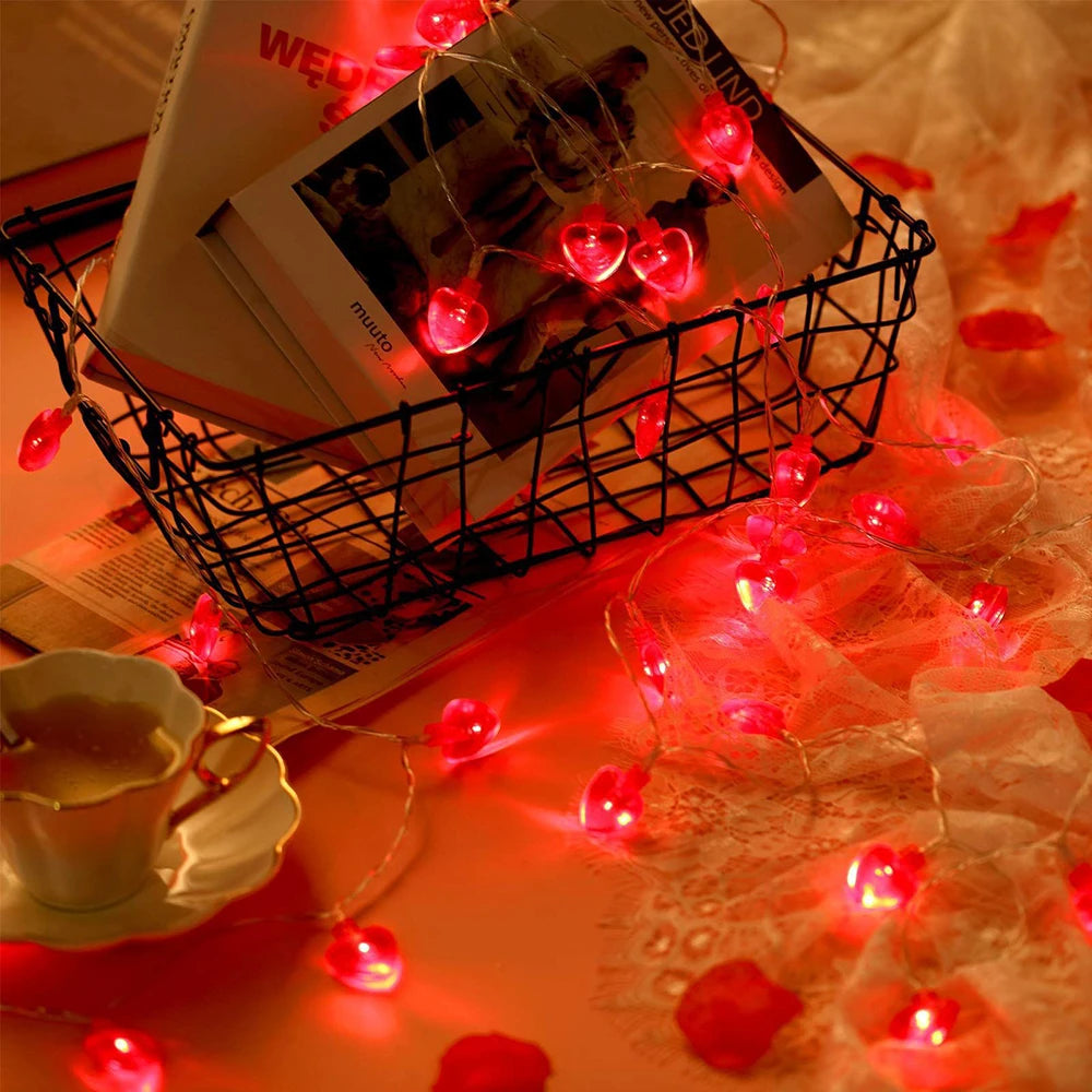 LED Valentine Fairy Heart String Lights Battery Operated