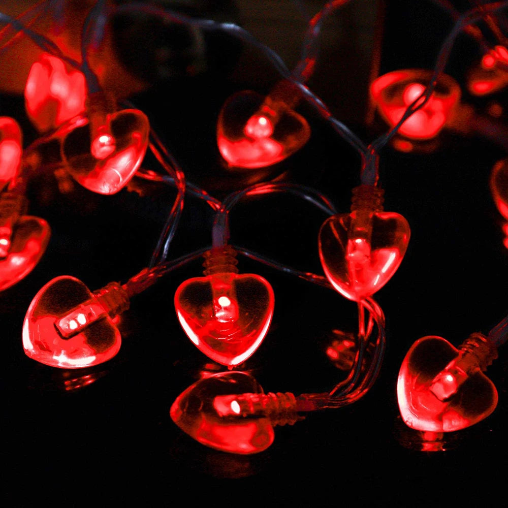 LED Valentine Fairy Heart String Lights Battery Operated