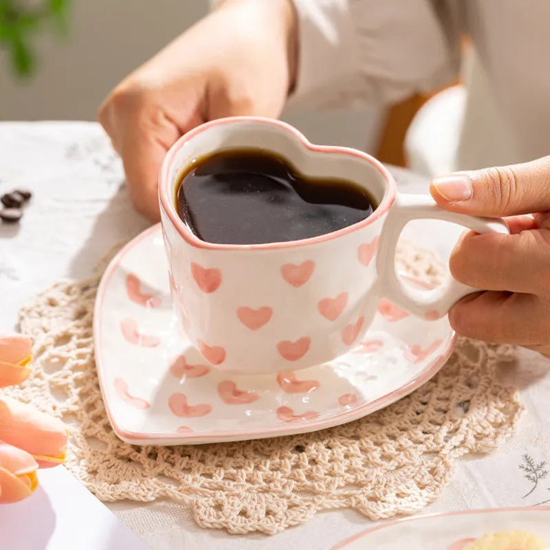 Novelty Hand Painted Love Mug Creative Heart Handle