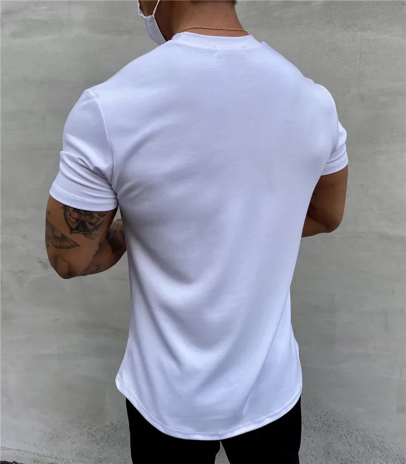 2024 Summer Gym T shirt Men Bodybuilding Fitness Cotton short sleeve t-shirt Training Tees fashion muscle tshirt man Clothing