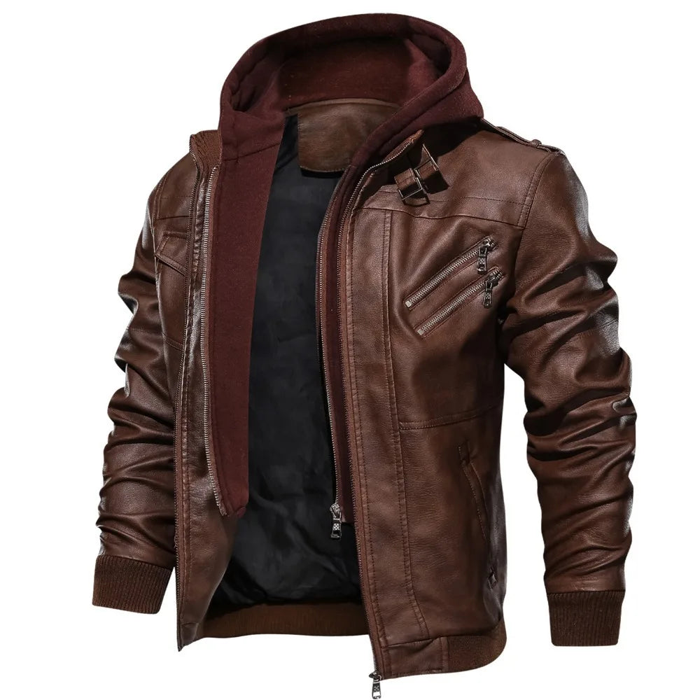 Casual Biker Leather Coat for Men