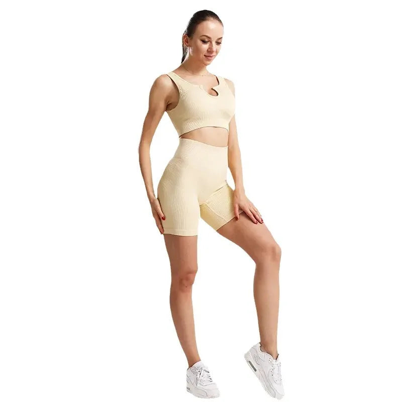 Women's High Waist Ribbed Seamless Yoga Shorts Squat Proof Hip Lifting Fitness Workout Running Sports Gym Leggings Sale