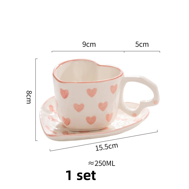 Novelty Hand Painted Love Mug Creative Heart Handle