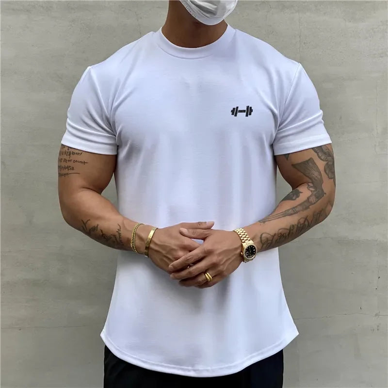 2024 Summer Gym T shirt Men Bodybuilding Fitness Cotton short sleeve t-shirt Training Tees fashion muscle tshirt man Clothing