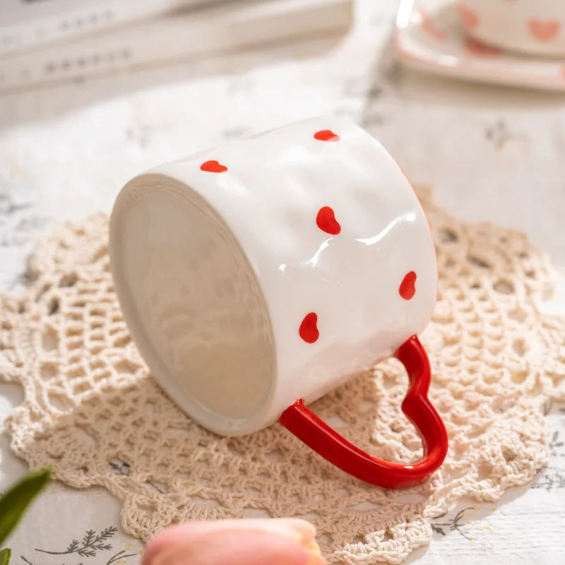 Novelty Hand Painted Love Mug Creative Heart Handle