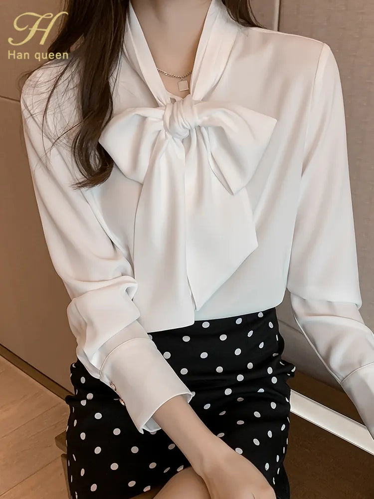 H Han Queen Spring Autumn Simple Office Lady Blouse