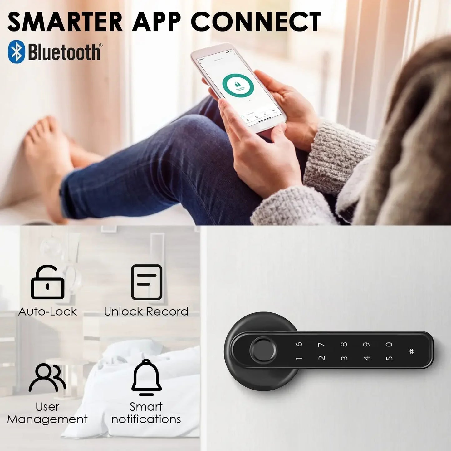 For TUYA APP Remote Control Smart Fingerprint Password Lock Biometric Fingerprint Smart Door Lock Keyless Entry Door Knobs Lock