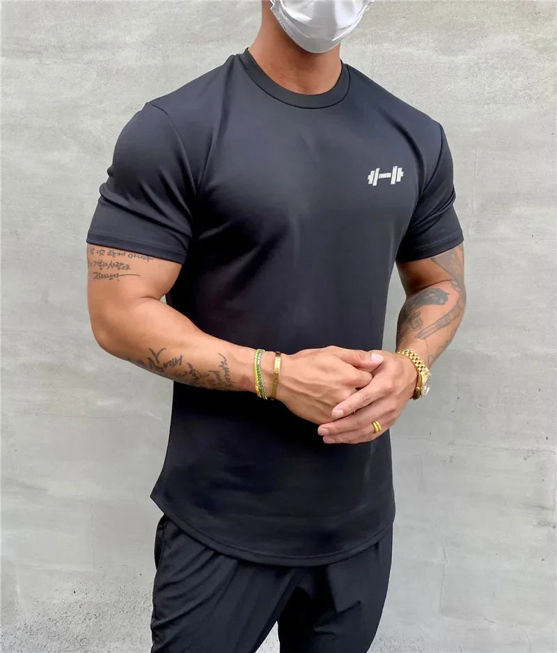 2024 Summer Gym T shirt Men Bodybuilding Fitness Cotton short sleeve t-shirt Training Tees fashion muscle tshirt man Clothing