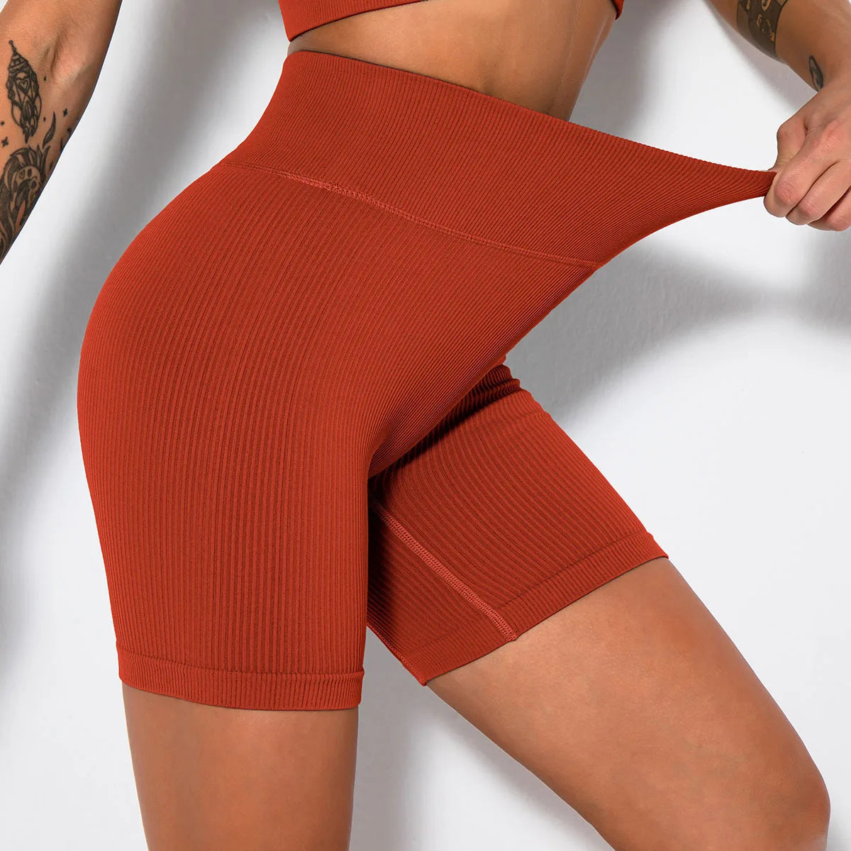 Women's High Waist Ribbed Seamless Yoga Shorts Squat Proof Hip Lifting Fitness Workout Running Sports Gym Leggings Sale