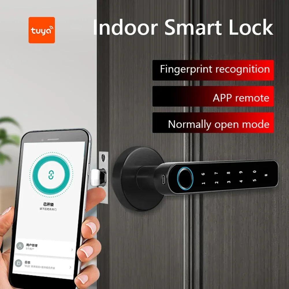 For TUYA APP Remote Control Smart Fingerprint Password Lock Biometric Fingerprint Smart Door Lock Keyless Entry Door Knobs Lock