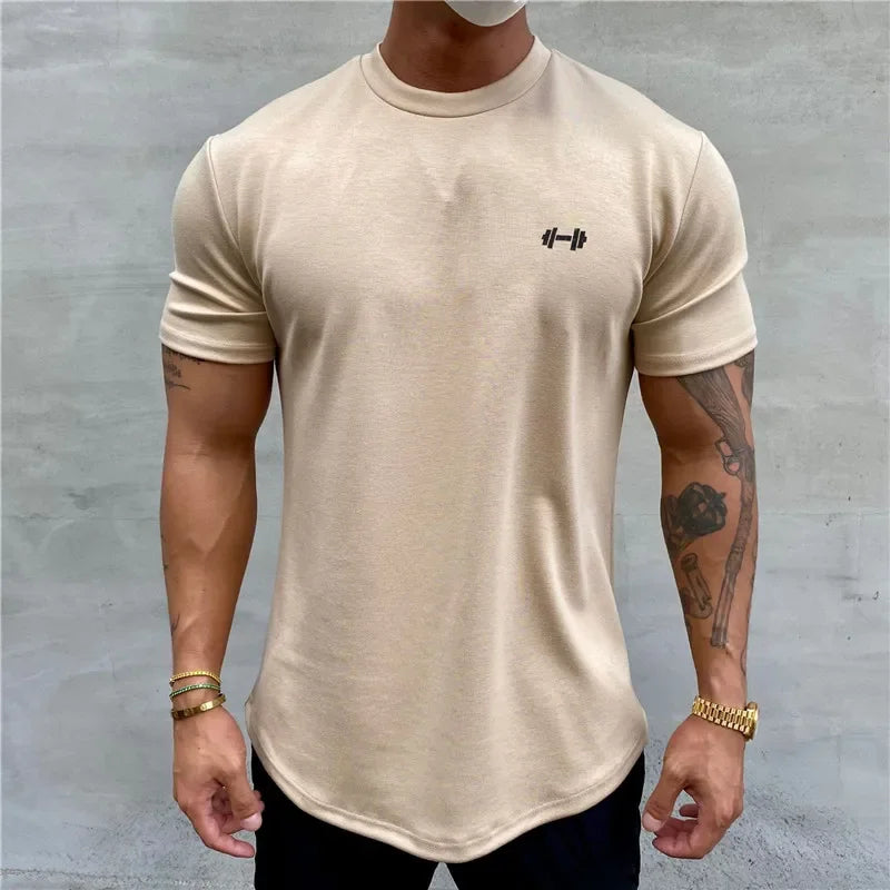 2024 Summer Gym T shirt Men Bodybuilding Fitness Cotton short sleeve t-shirt Training Tees fashion muscle tshirt man Clothing