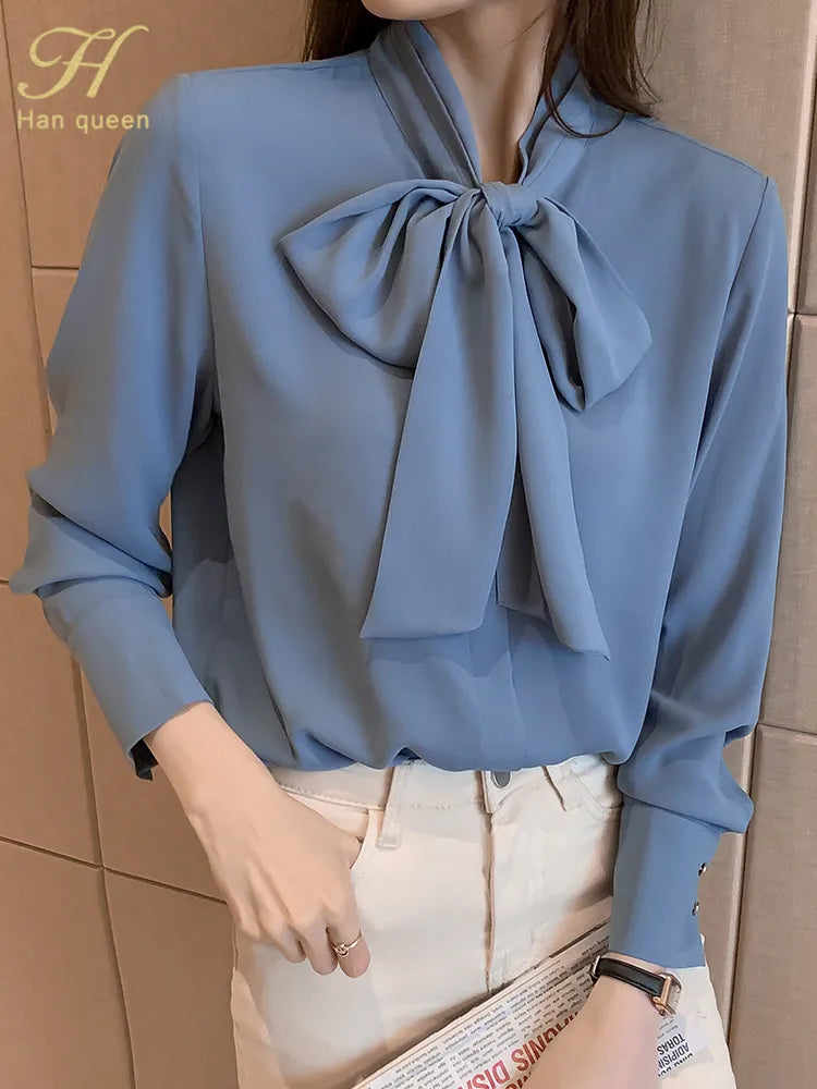 H Han Queen Spring Autumn Simple Office Lady Blouse