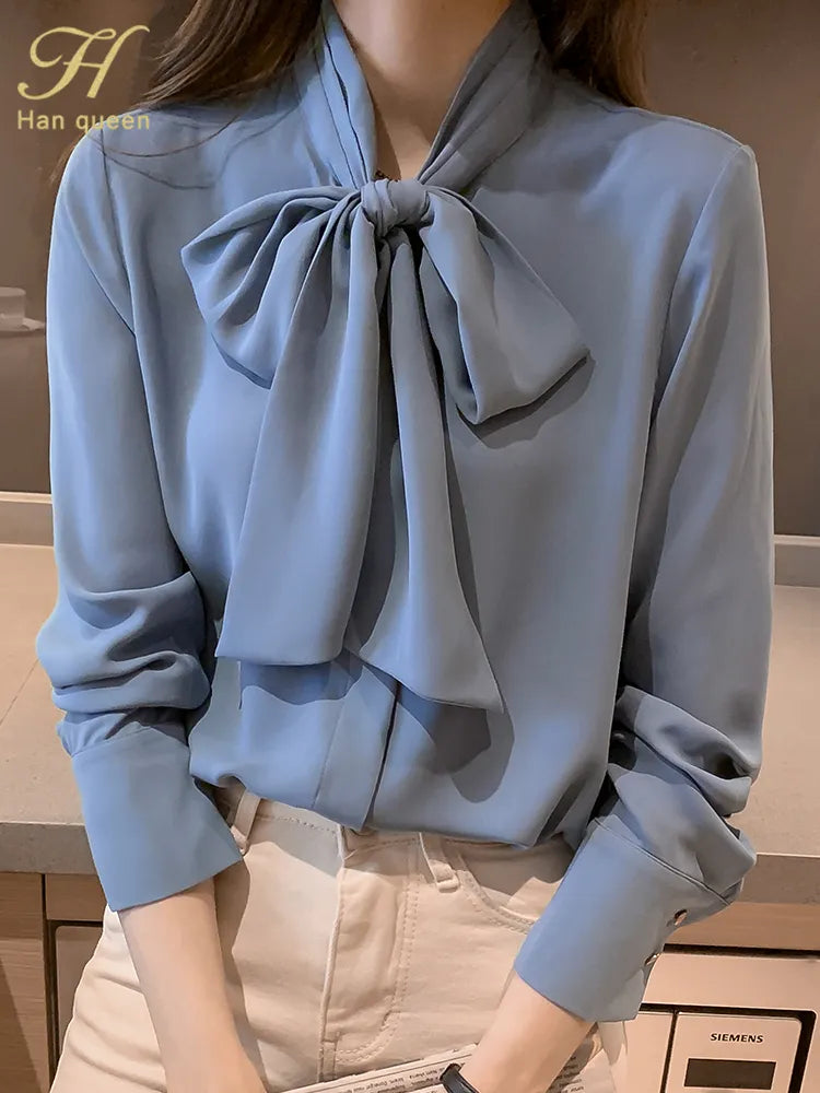 H Han Queen Spring Autumn Simple Office Lady Blouse