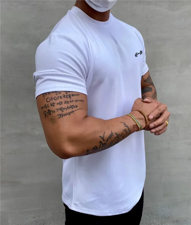 2024 Summer Gym T shirt Men Bodybuilding Fitness Cotton short sleeve t-shirt Training Tees fashion muscle tshirt man Clothing