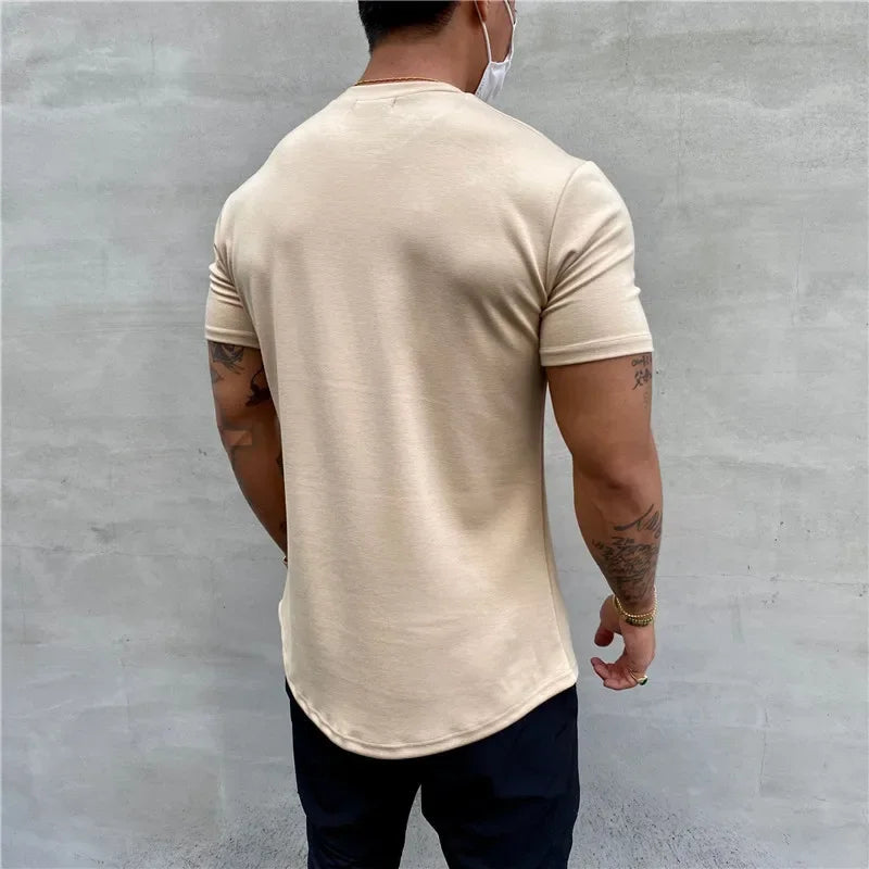 2024 Summer Gym T shirt Men Bodybuilding Fitness Cotton short sleeve t-shirt Training Tees fashion muscle tshirt man Clothing