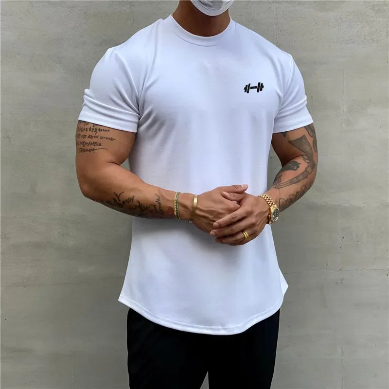 2024 Summer Gym T shirt Men Bodybuilding Fitness Cotton short sleeve t-shirt Training Tees fashion muscle tshirt man Clothing