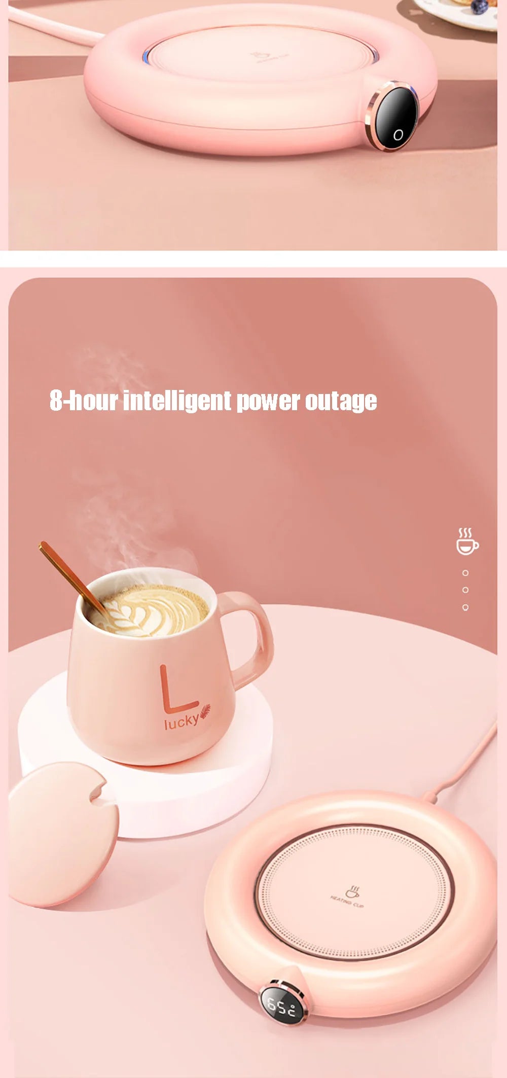 Mini Portable USB Cup Warmer 3 Gear Coffee Mug Heating Coaster Smart Thermostatic Hot Plate Milk Tea Water Heating Pad Heater