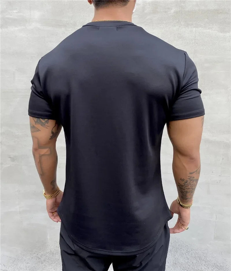 2024 Summer Gym T shirt Men Bodybuilding Fitness Cotton short sleeve t-shirt Training Tees fashion muscle tshirt man Clothing