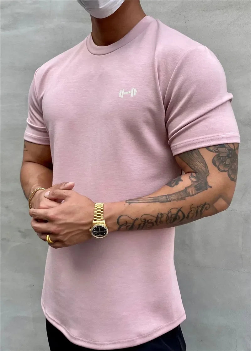 2024 Summer Gym T shirt Men Bodybuilding Fitness Cotton short sleeve t-shirt Training Tees fashion muscle tshirt man Clothing