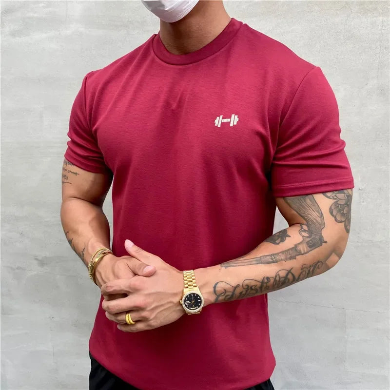 2024 Summer Gym T shirt Men Bodybuilding Fitness Cotton short sleeve t-shirt Training Tees fashion muscle tshirt man Clothing