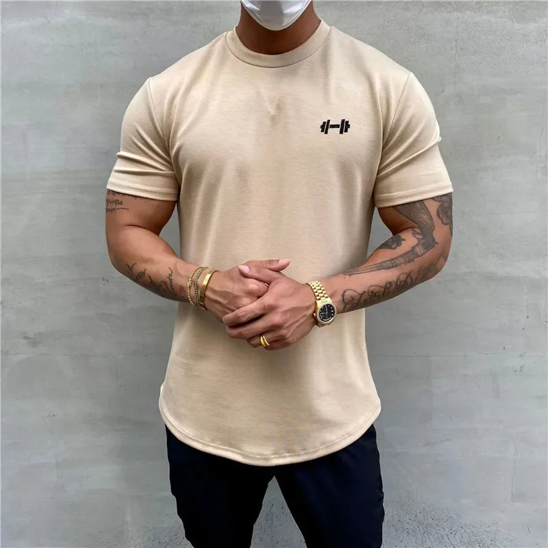 2024 Summer Gym T shirt Men Bodybuilding Fitness Cotton short sleeve t-shirt Training Tees fashion muscle tshirt man Clothing