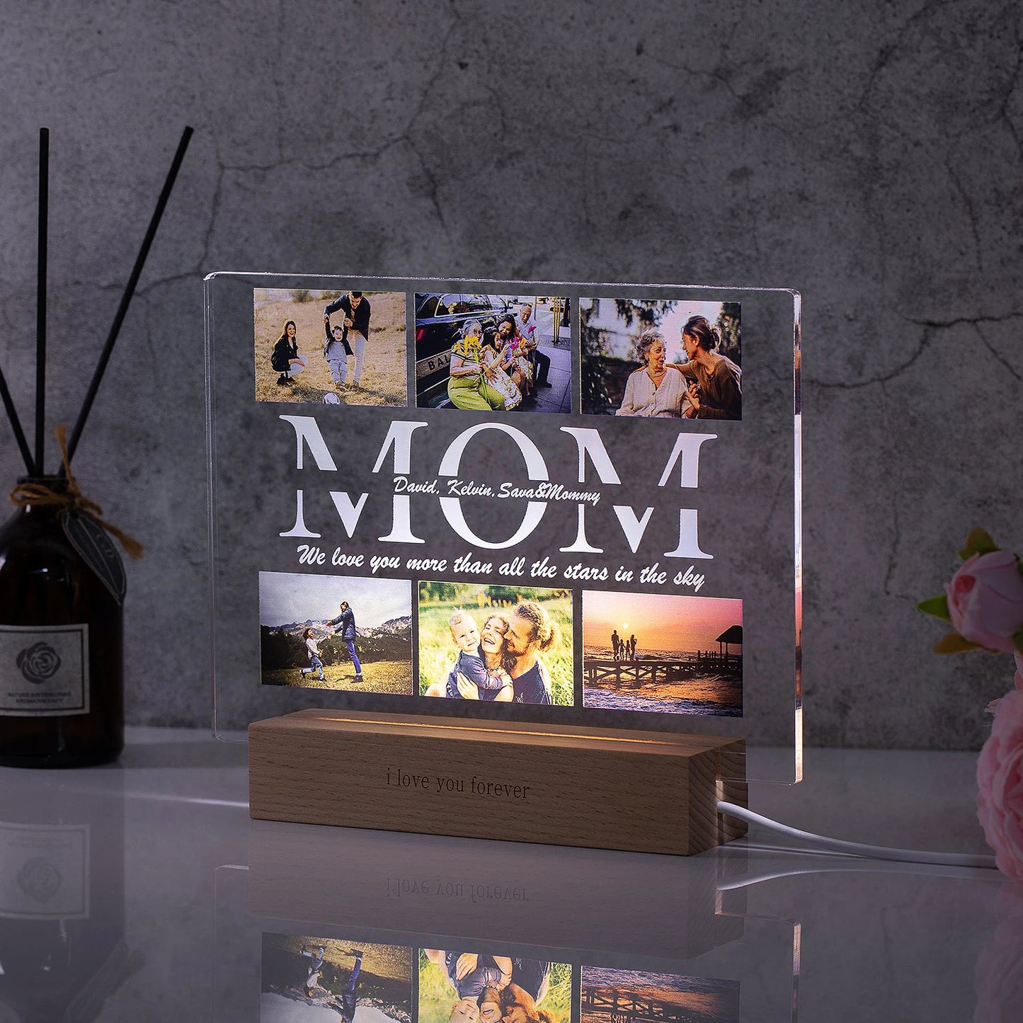 Personalized Custom Photo Text 3D Acrylic Lamp Customized Bedroom NightLight