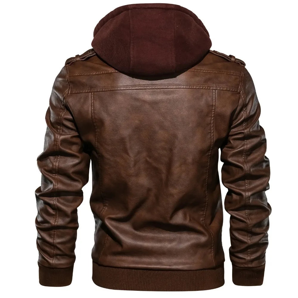 Casual Biker Leather Coat for Men