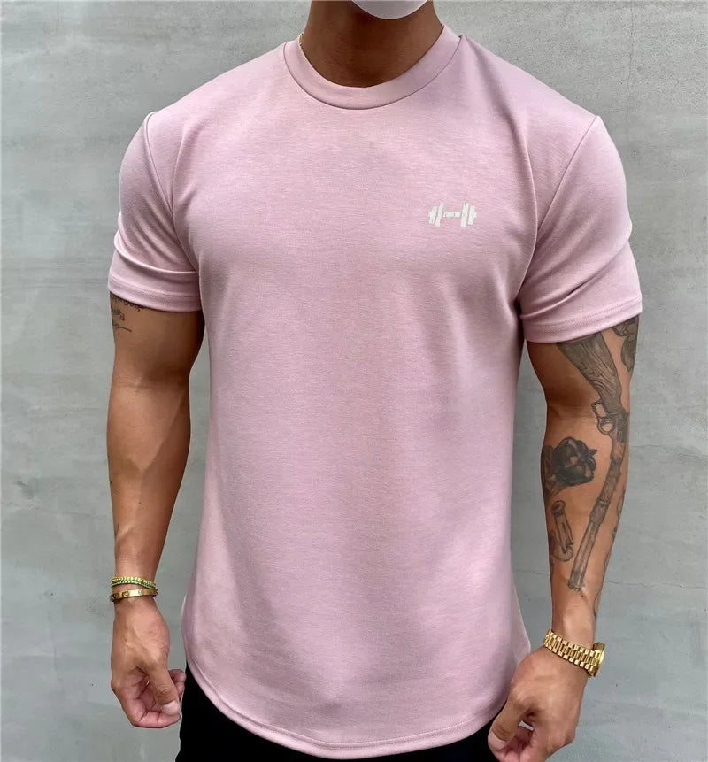 2024 Summer Gym T shirt Men Bodybuilding Fitness Cotton short sleeve t-shirt Training Tees fashion muscle tshirt man Clothing