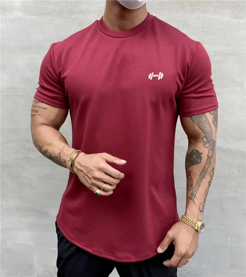 2024 Summer Gym T shirt Men Bodybuilding Fitness Cotton short sleeve t-shirt Training Tees fashion muscle tshirt man Clothing