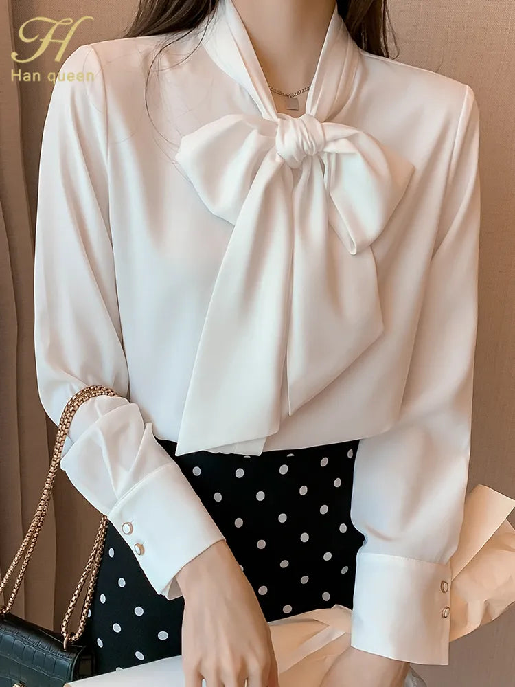 H Han Queen Spring Autumn Simple Office Lady Blouse