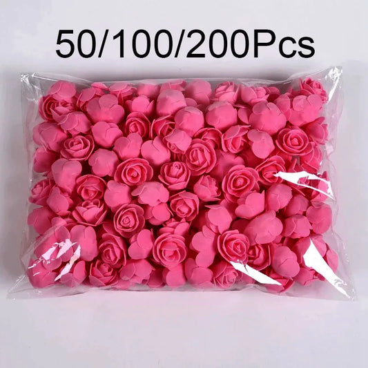 50/100/200pcs 3.5cm Foam Rose Heads Artificial Flower Teddy Bear Rose For Wedding Birthday Party Home Decor DIY Valentines Gifts