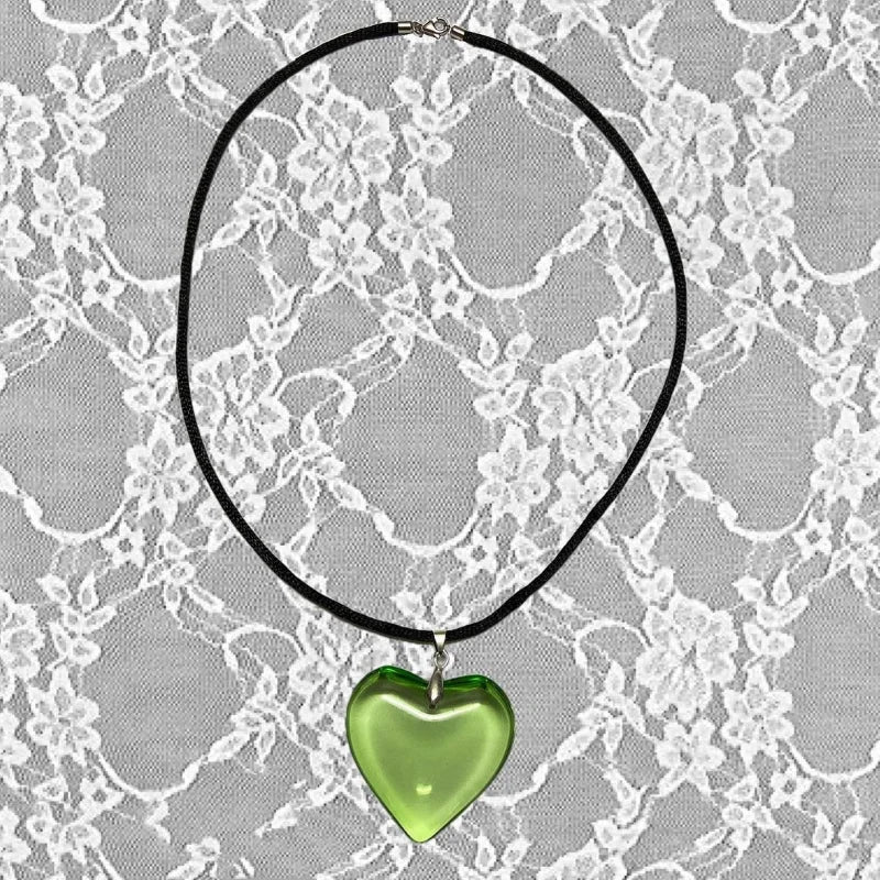 2000s Aesthetic Y2k Love Heart Necklace for Women Fashion Grunge Hip Hop Pink Hearts Pendants Necklaces Girl Rave Gift Jewelry