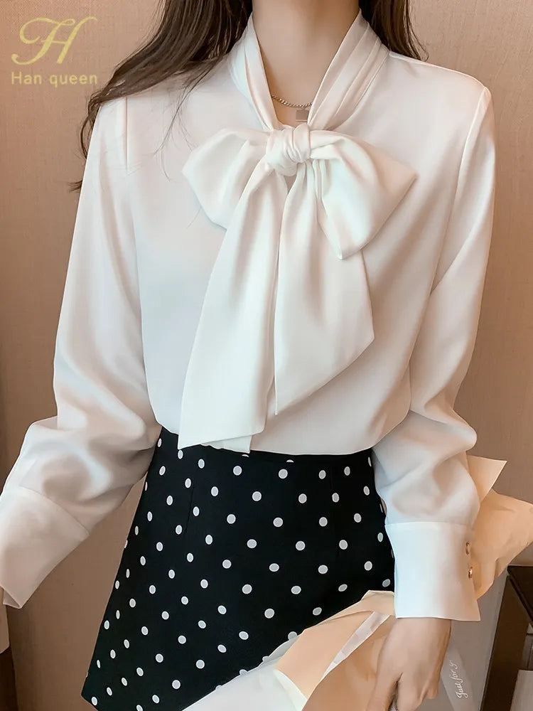 H Han Queen Spring Autumn Simple Office Lady Blouse