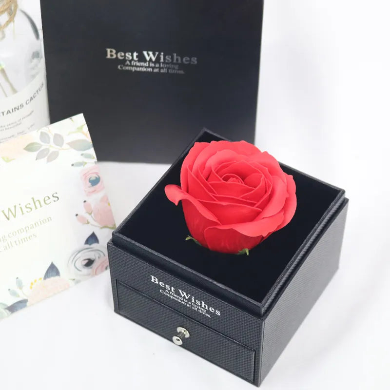 Luxury Love Heart Zircon Necklace With Rose Gifts Box For Women