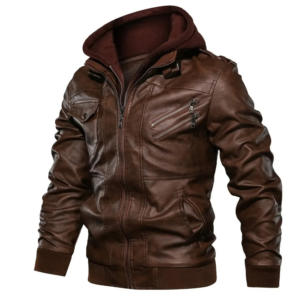 Casual Biker Leather Coat for Men