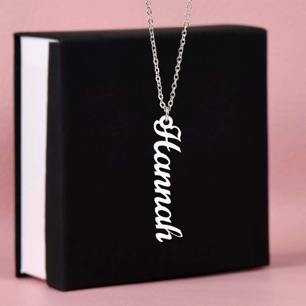 Custom Vertical Name Plate Necklace