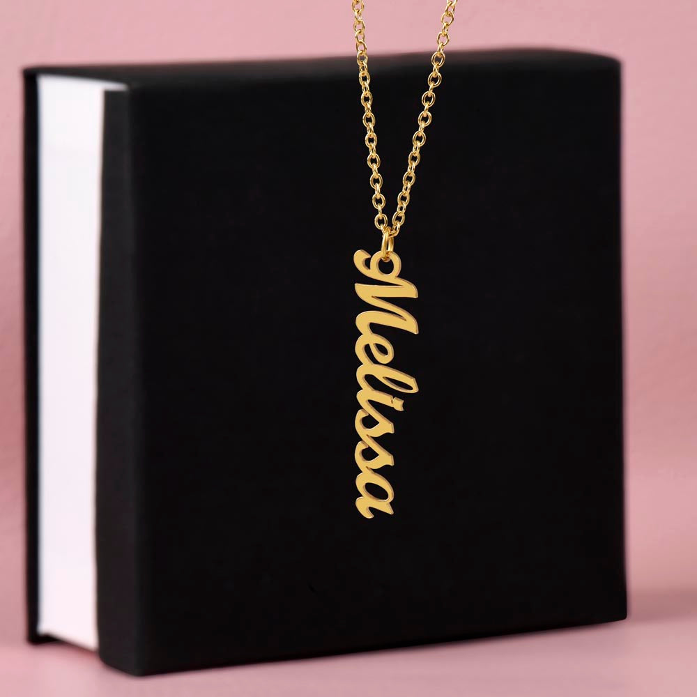 Custom Vertical Name Plate Necklace