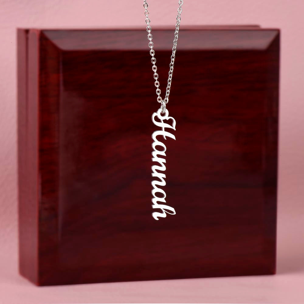 Custom Vertical Name Plate Necklace