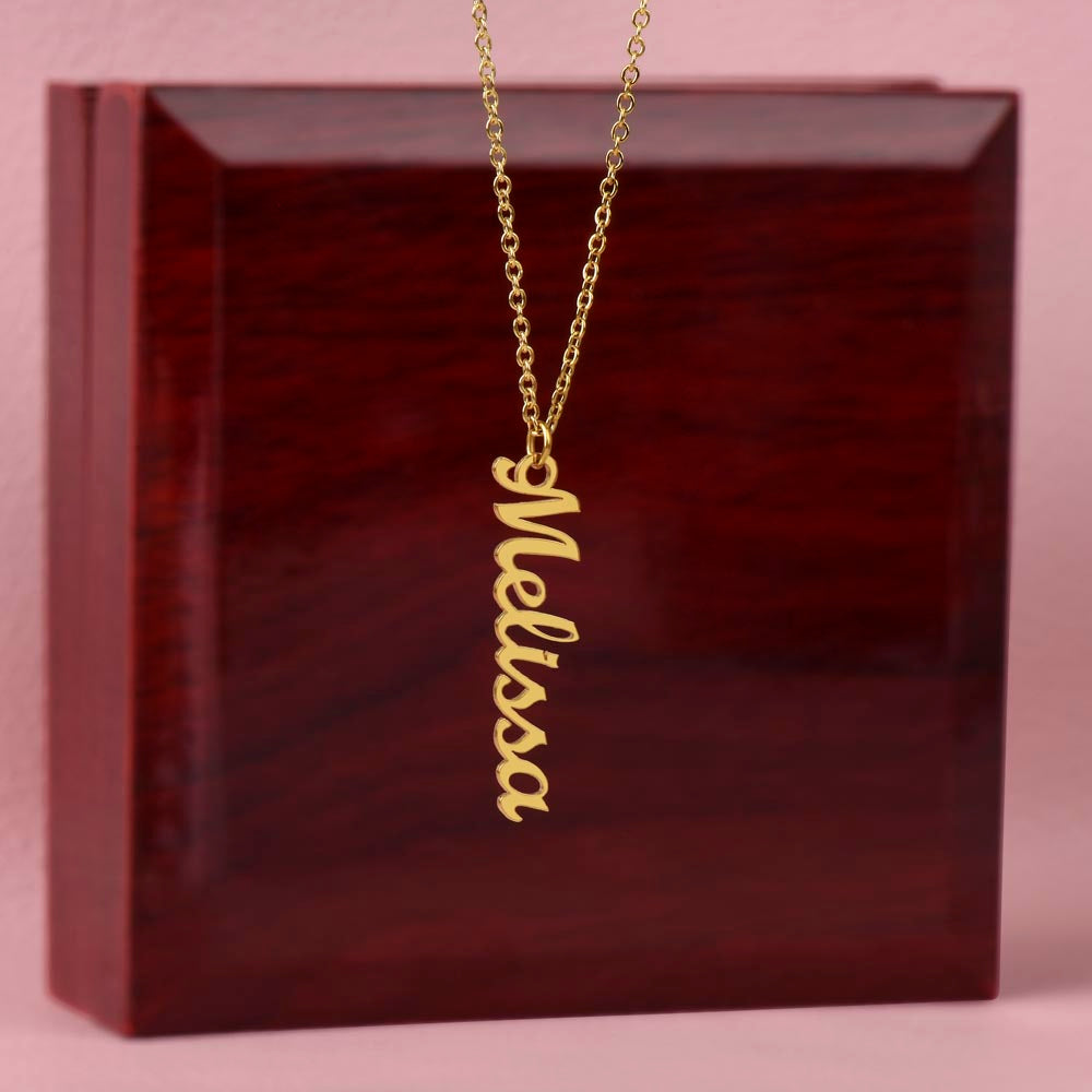 Custom Vertical Name Plate Necklace